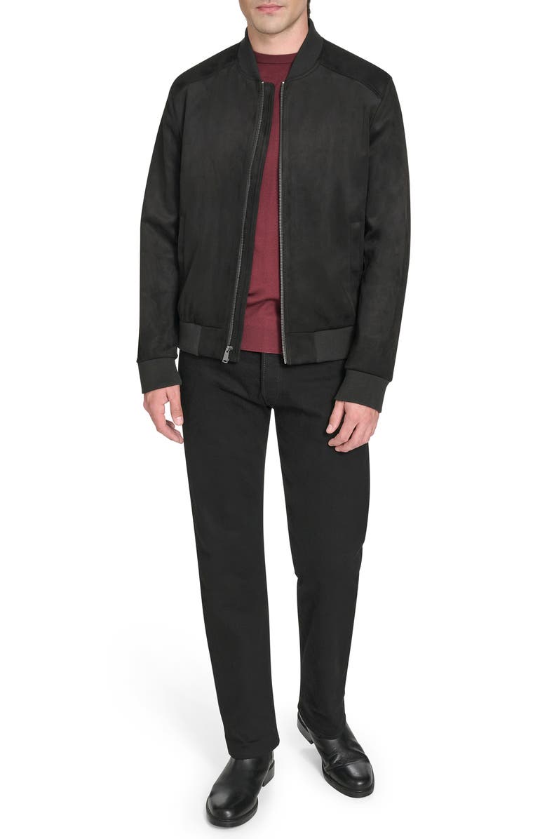 Cole Haan Signature Faux Suede Bomber Jacket, Alternate, color, Black