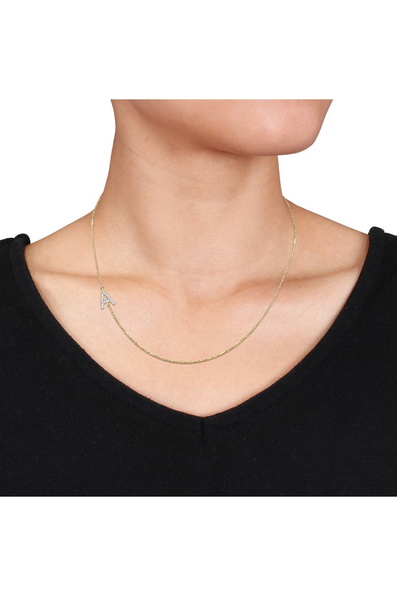 Diamond Initial Necklace 14k Yellow Gold, Alternate, color, A
