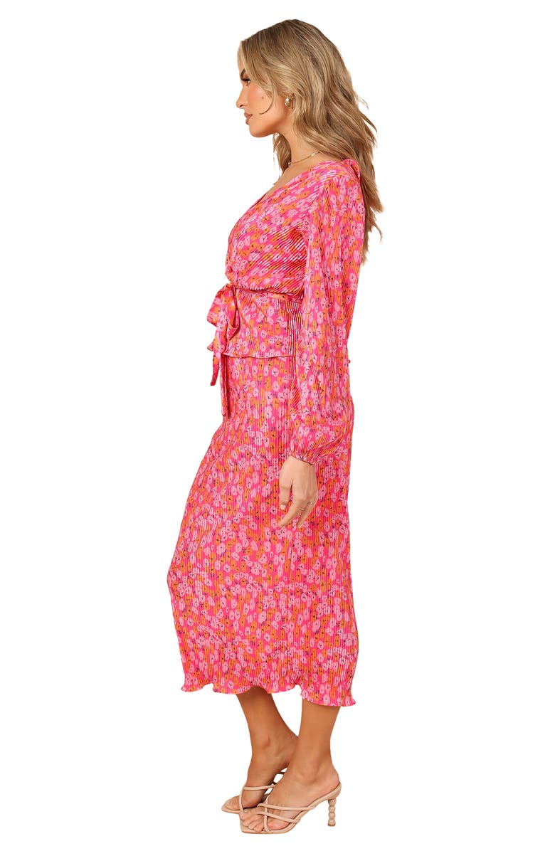 Petal & Pup Minelli Plissé Ruffle Hem Tie Waist Top, Alternate, color, Hot Pink