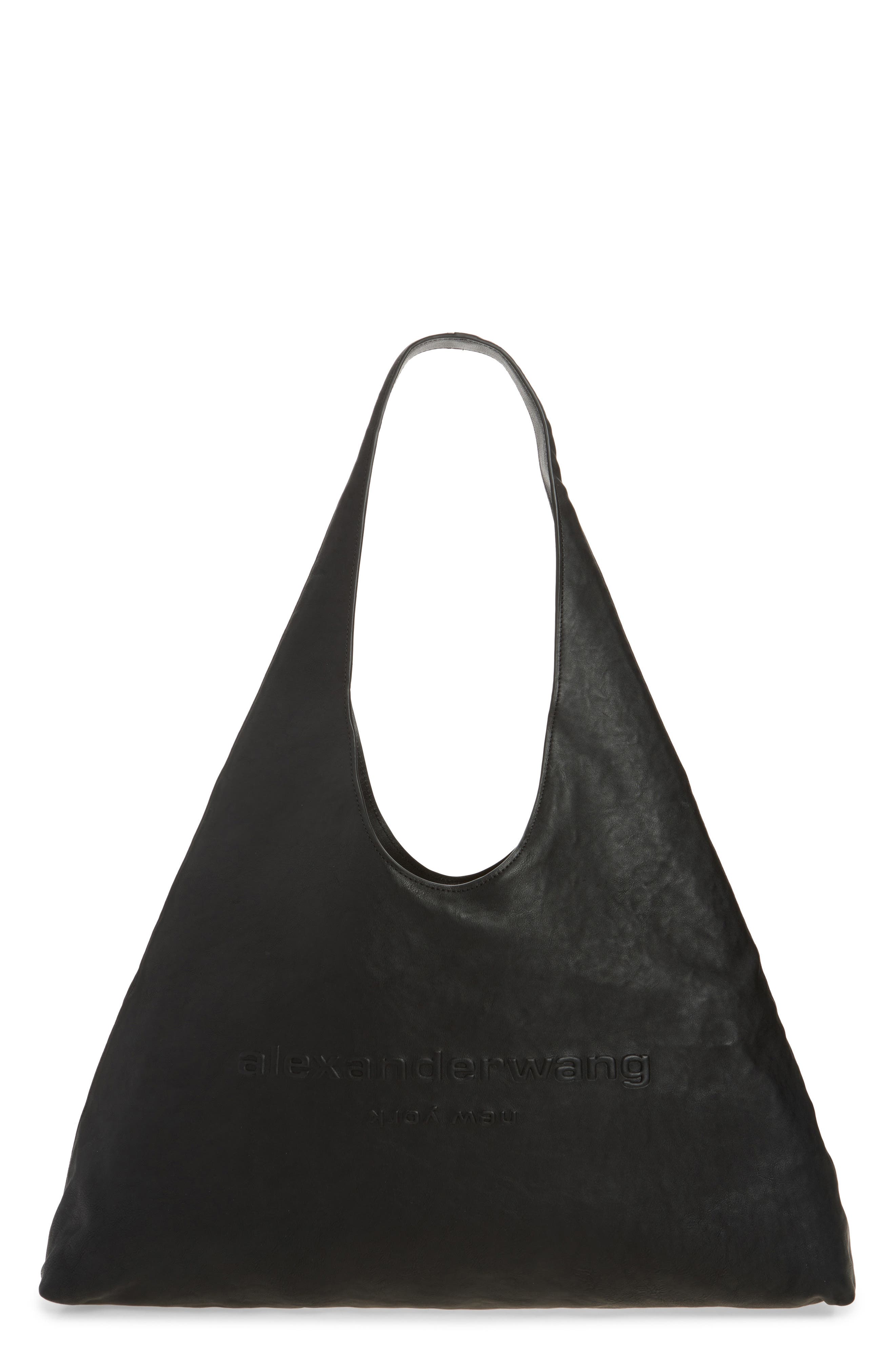 Large Pike Leather Hobo Bag, Main, color, BLACK
