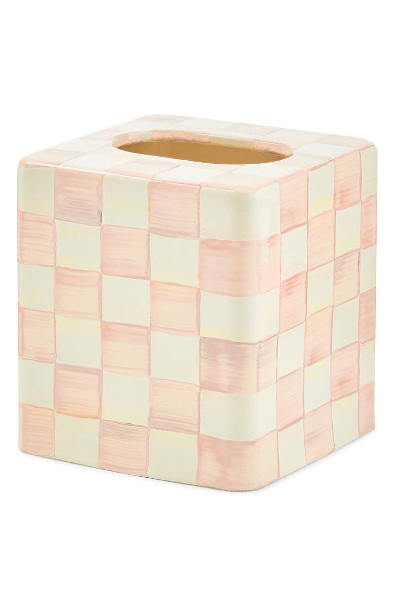MACKENZIE CHILDS Courtly Check Boutique Tissue Box Cover, Main, color, Rosy