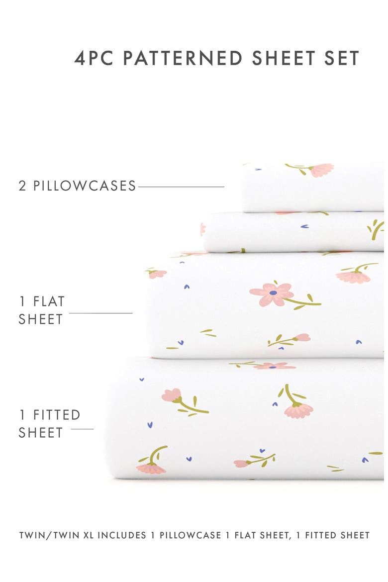 Premium Ultra Soft Floral 4-Piece Bed Sheet Set, Alternate, color, PINK