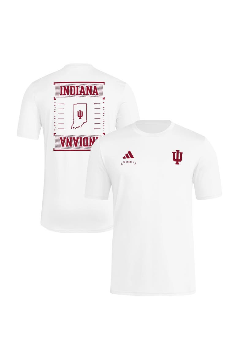 Men's adidas White Indiana Hoosiers Locker Football Icon AEROREADY Pre-Game T-Shirt, Main, color, White