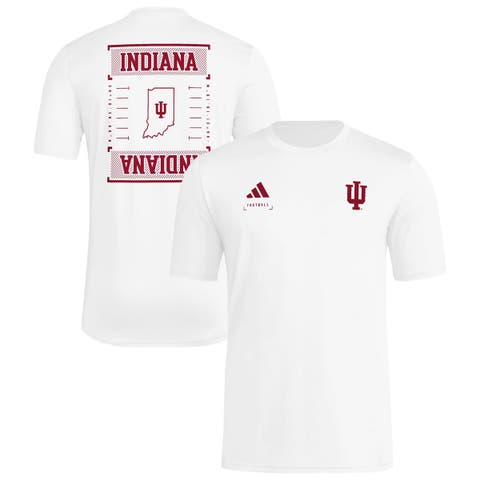 Men's adidas White Indiana Hoosiers Locker Football Icon AEROREADY Pre-Game T-Shirt