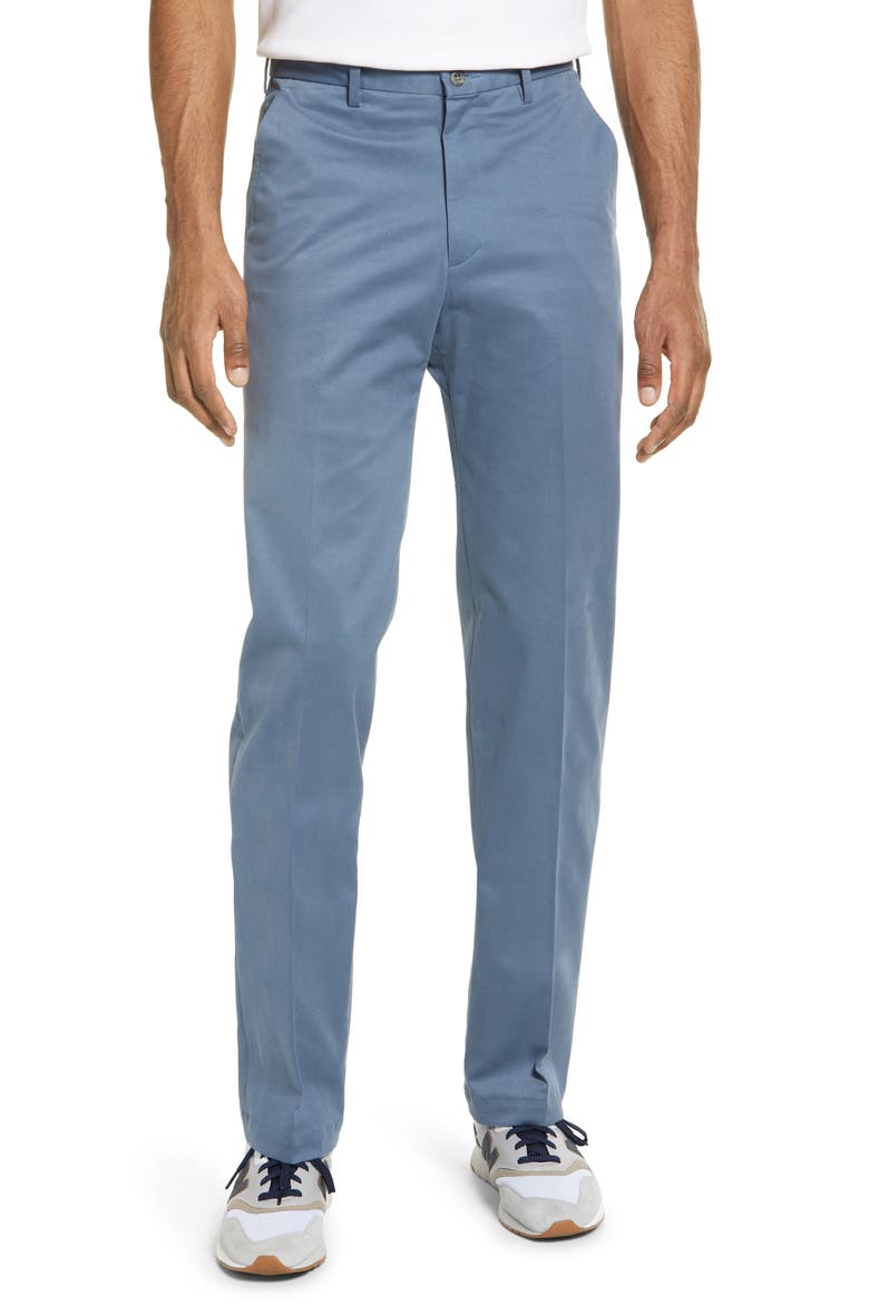 Stretch Cotton Flat Front Pants, Main, color, SLATE