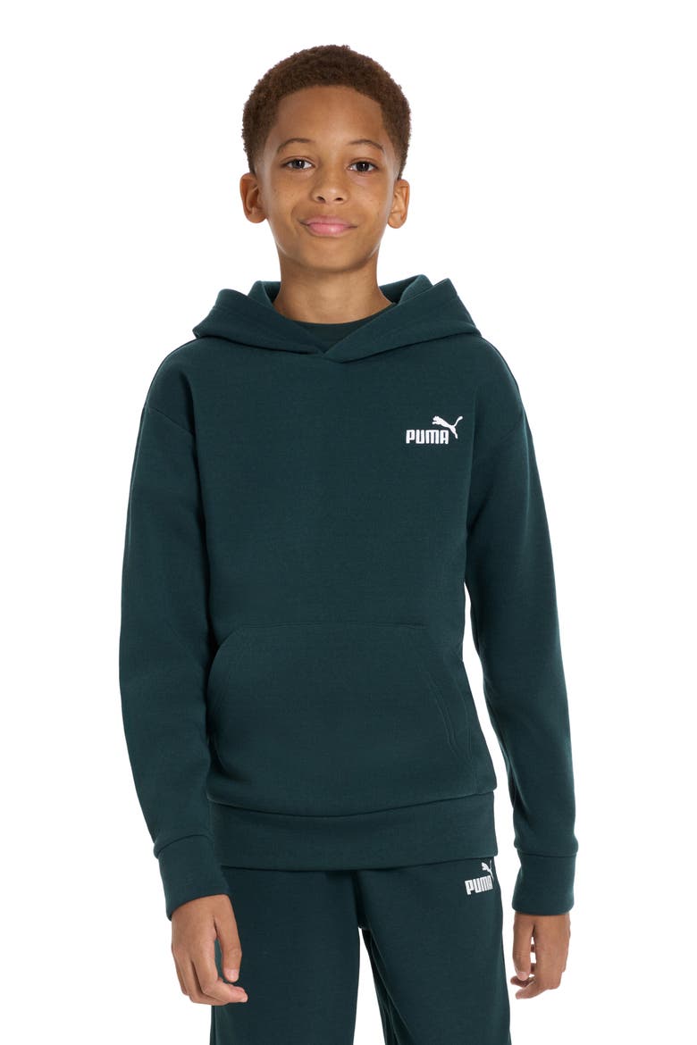 Kids' Essential Basics Fleece Pullover Hoodie, Alternate, color, MIDNIGHT GREEN