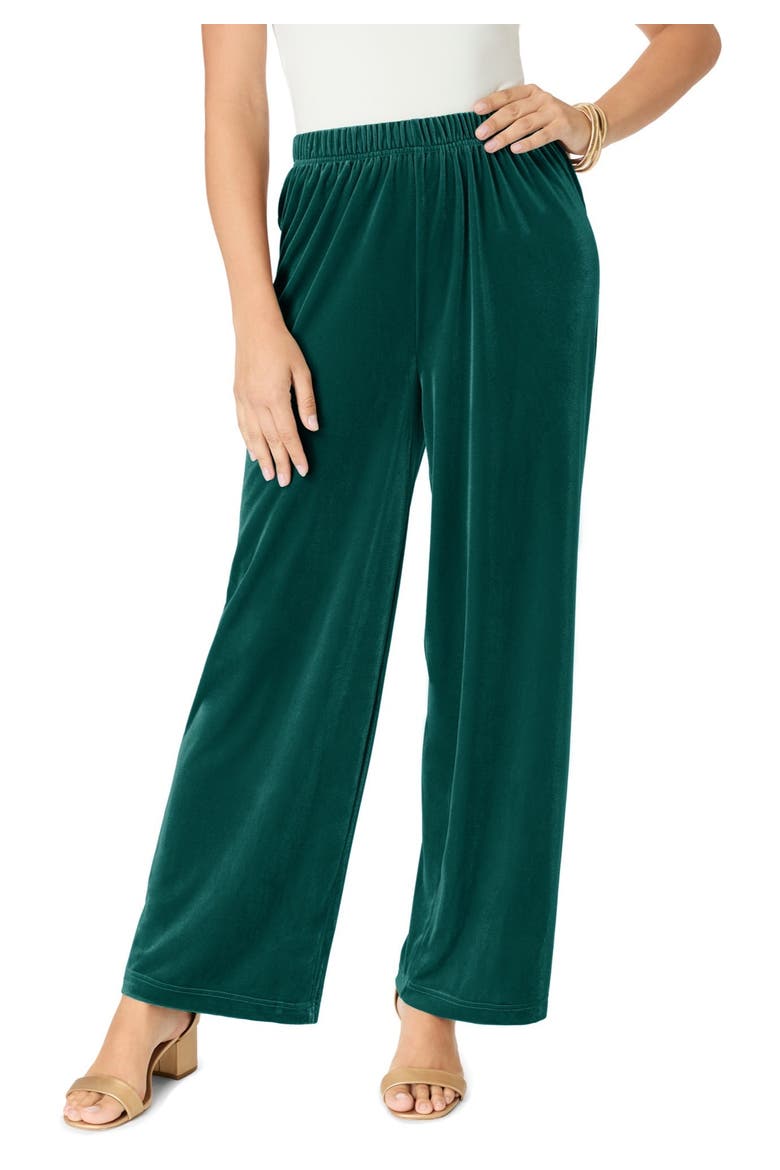 Wide Leg Velour Pant, Main, color, EMERALD GREEN