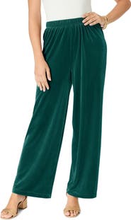 Roaman's Wide Leg Velour Pant