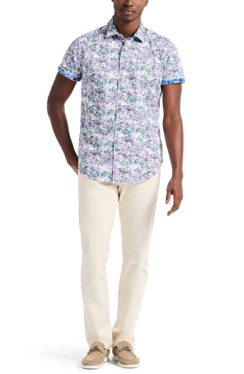 Robert Graham Crawford Short Sleeve Cotton Button-Up Shirt, Alternate, color, Multi