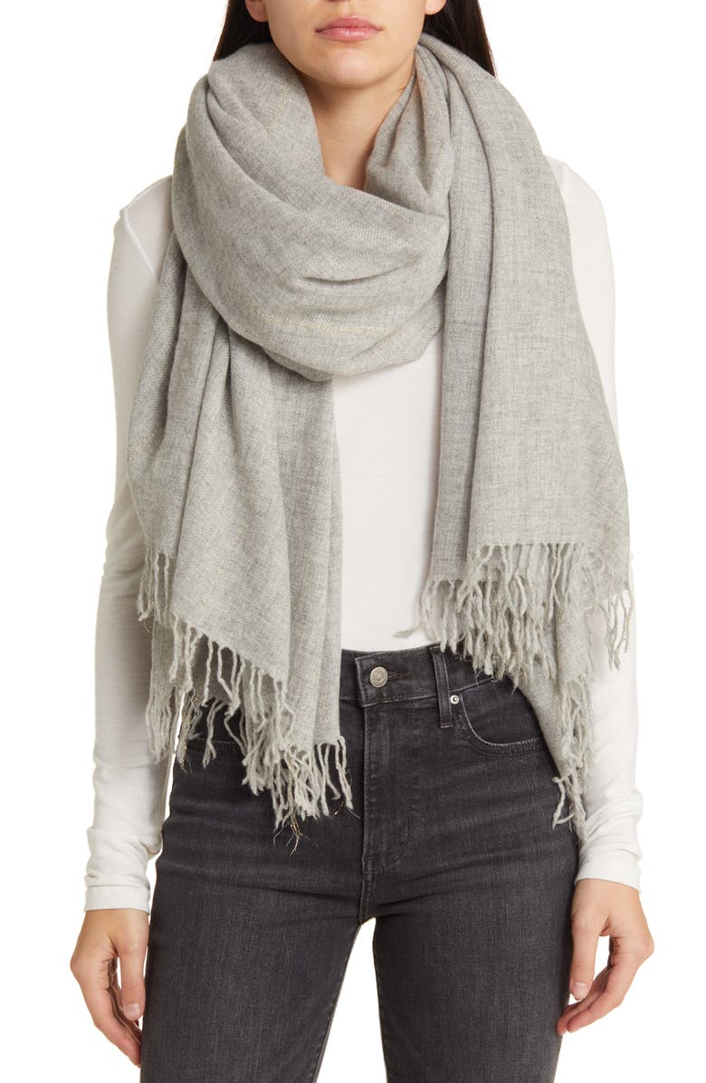 La Fiorentina Fringed Wool & Cashmere Wrap, Main, color,