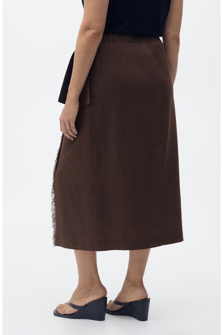 Side Tie Linen Wrap Skirt, Alternate, color, CHOCOLATE