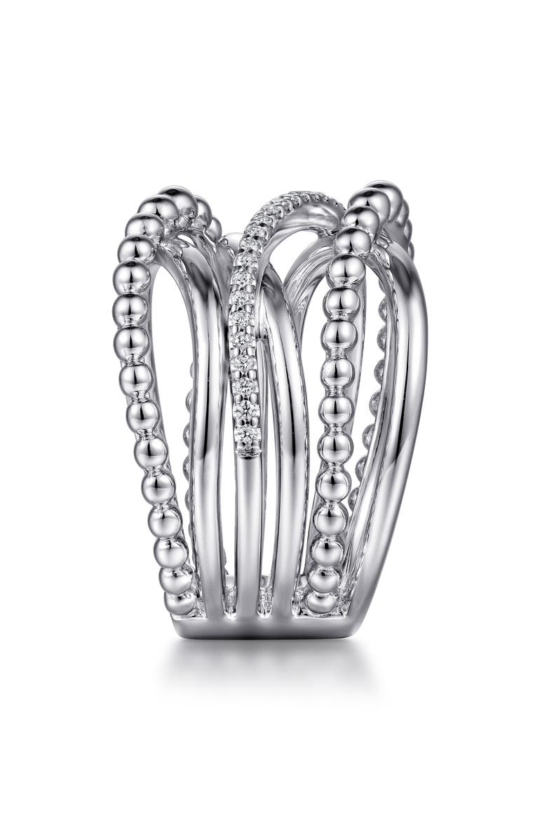 Sterling Silver White Sapphire Crisscross Ring, Alternate, color, STERLING SILVER
