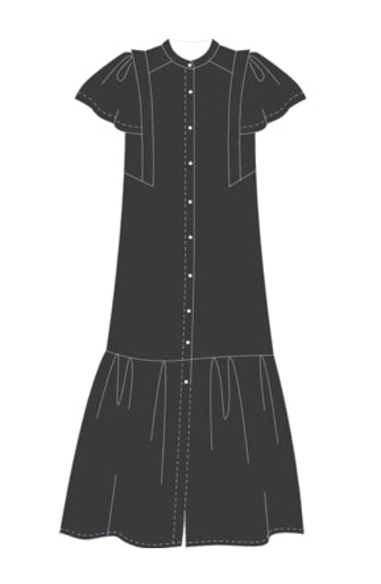 LANHTROPY Willow Linen Dress, Alternate, color, Black