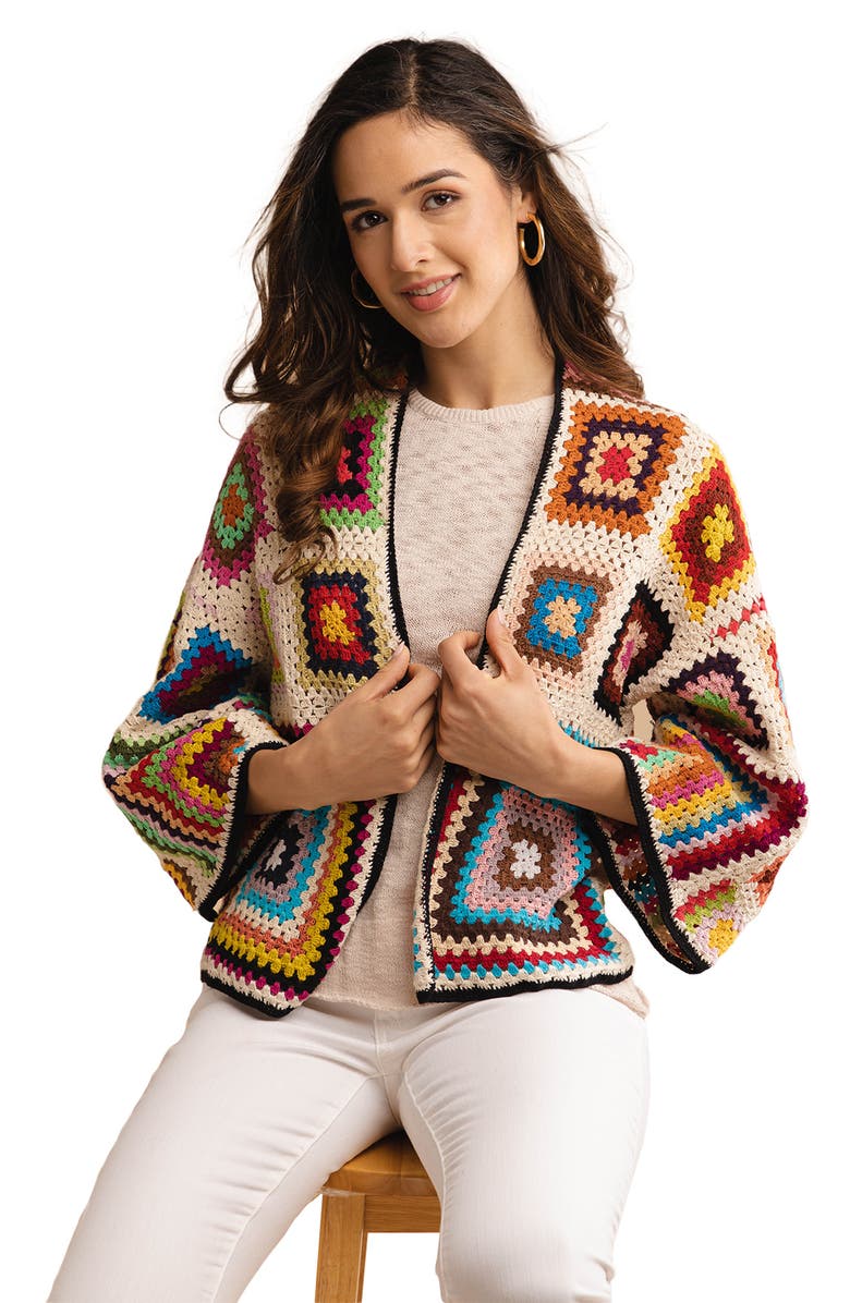 SAACHI Granny Crochet Jacket, Alternate, color, White Multi
