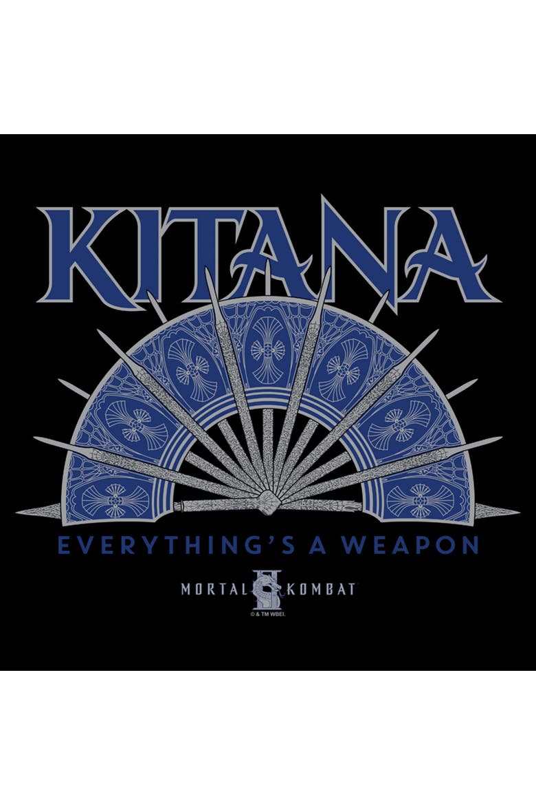 Men's Mortal Kombat II Kitana Steel Fan Everything Catchphrase  Graphic T-Shirt, Alternate, color, Black