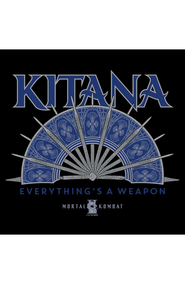 Mortal Kombat II Men's Mortal Kombat II Kitana Steel Fan Everything Catchphrase Graphic T-Shirt, Alternate, color, Black