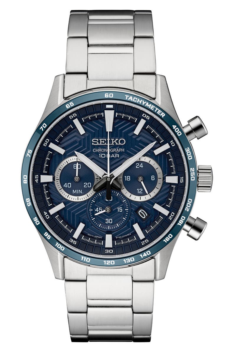 SEIKO WATCHES Essentials Chronograph Bracelet Watch, 43mm, Main, color, Blue
