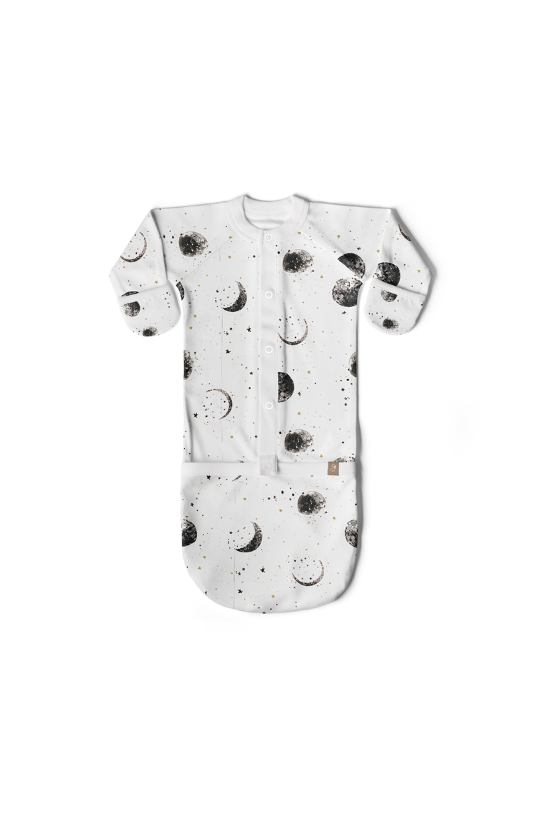 Goumi 24 Hour Convertible Sleeper Baby Gown, Main, color, Many Moons