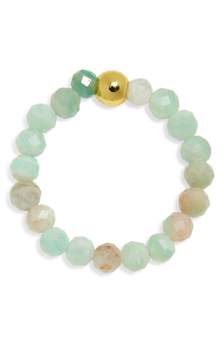 Kiara by Ki-ele Emily Amazonite Stretch Ring, Main, color, Gold/ Green