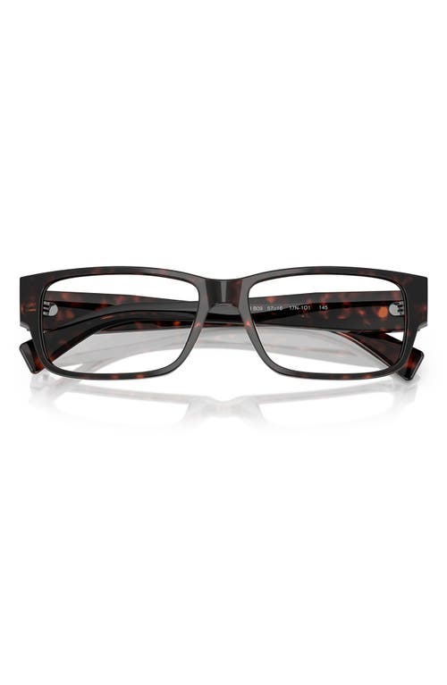 Prada 57mm Rectangular Optical Glasses In Brown Havana