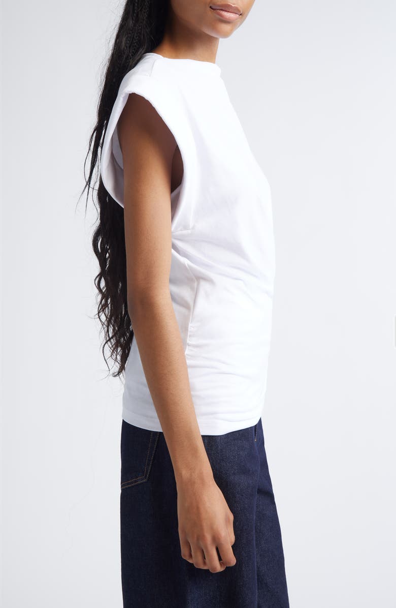 Isabel Marant Maisan Draped Asymmetric Cotton T-Shirt, Alternate, color, White
