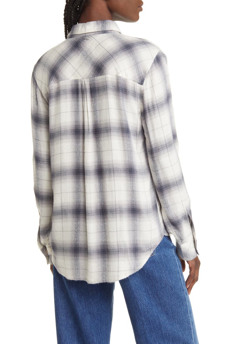 Hunter Plaid Button-Up Shirt, Alternate, color, STERLING WHITE