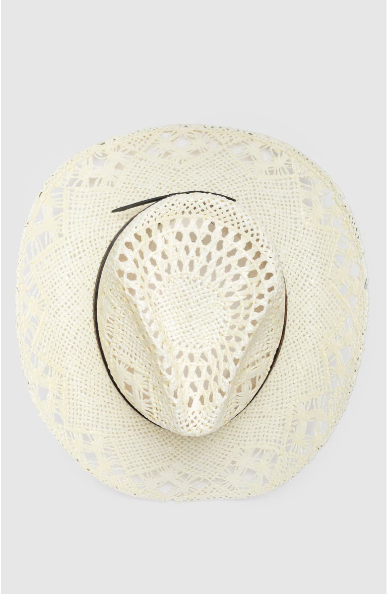 Manela Twister Breeze Handwoven Straw Sun Hat - Bohemian Summer Cowboy Hat, Alternate, color, White / Brown