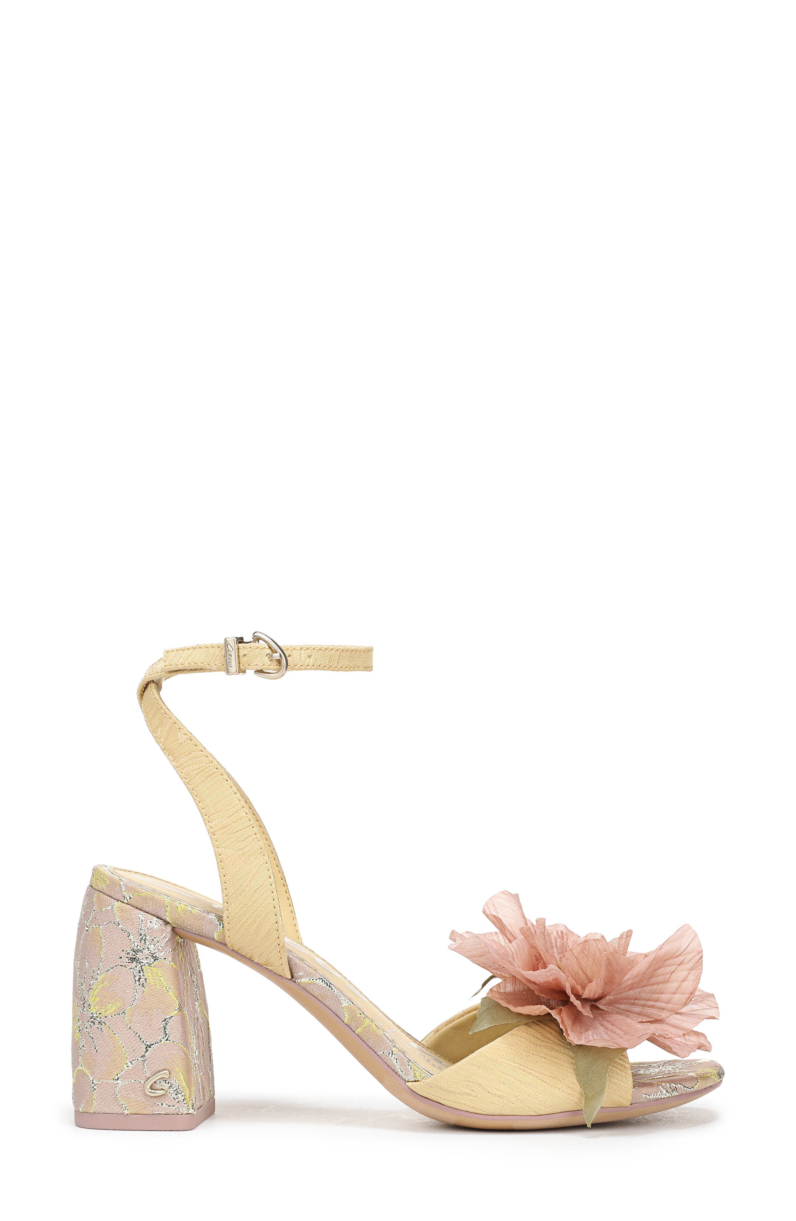 Circus NY by Sam Edelman Aria Flower Ankle Strap Sandal, Alternate, color, Dusty Yellow/ Ballet Blush