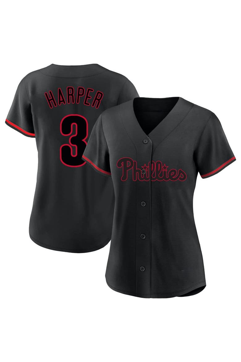 Women's Profile Bryce Harper Black Philadelphia Phillies Plus Size Player Name & Number Fashion Jersey, Main, color, Black