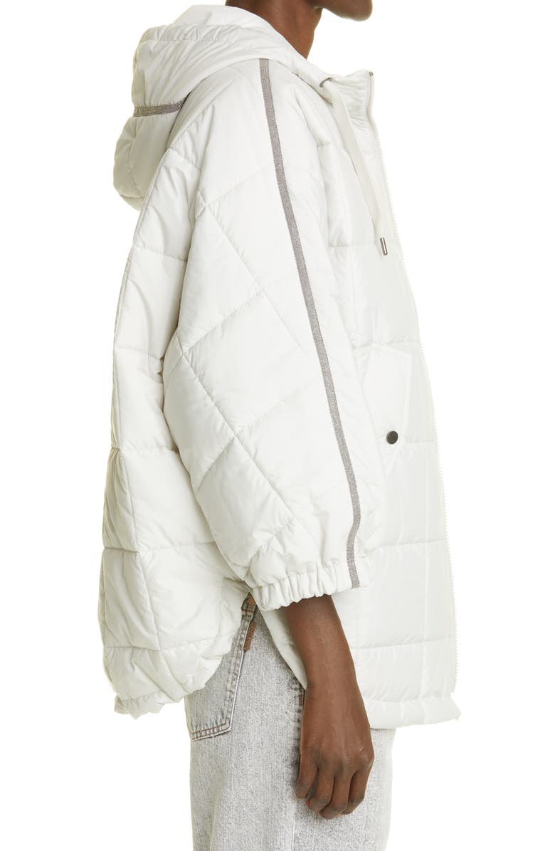Brunello Cucinelli Monili Stripe Quilted Hooded Jacket, Alternate, color, 