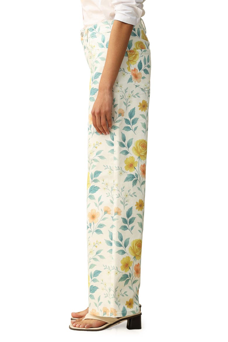 Flora Wide Leg Jeans, Alternate, color, WATERCOLOR BLOOM