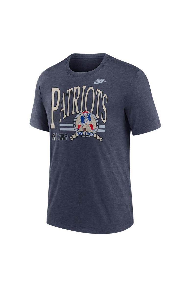 Men's Nike Heather Navy New England Patriots Rewind Tri-Blend T-Shirt, Alternate, color, Heather Navy