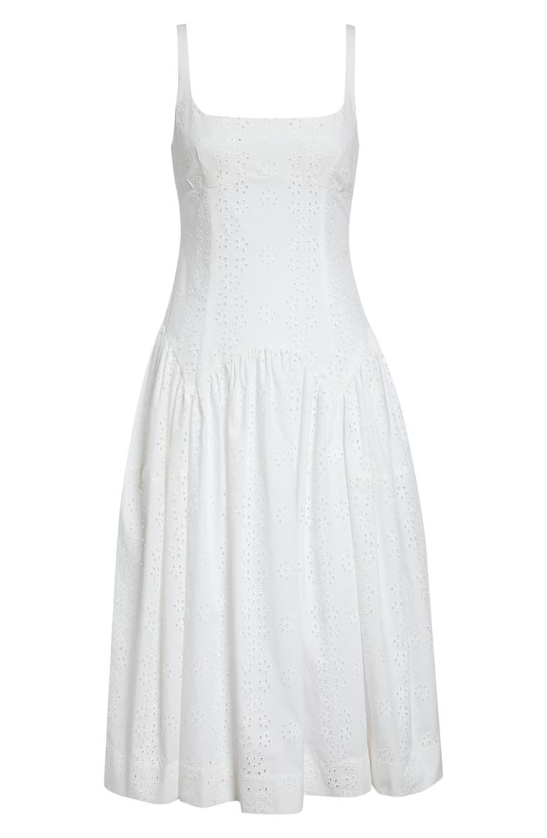 Sandy Liang Cricket Cotton Eyelet Midi Dress, Alternate, color, White