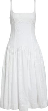 Sandy Liang Cricket Cotton Eyelet Midi Dress
