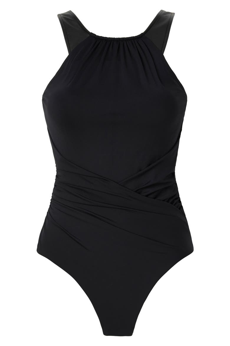 Moto Chic Daryl One-Piece Swimsuit, Alternate, color, BLACK
