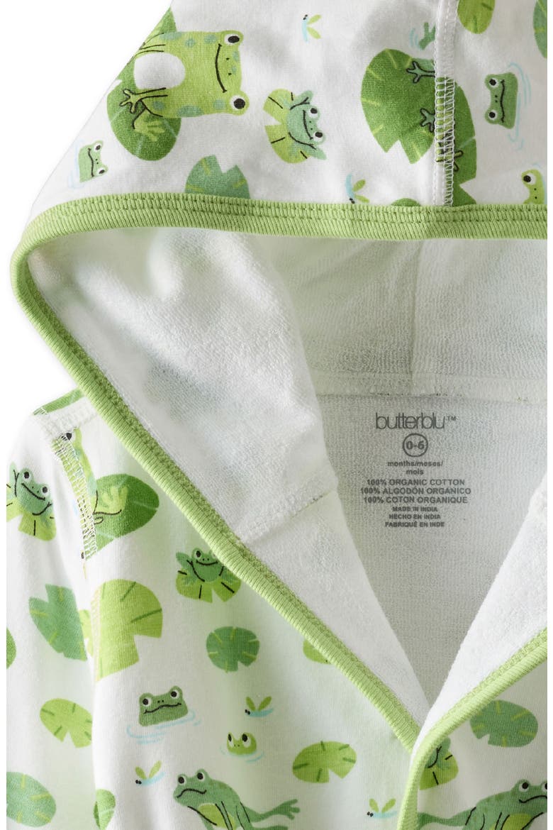 Kids' Robin Organic Cotton Hooded Robe, Alternate, color, LEAP FROG