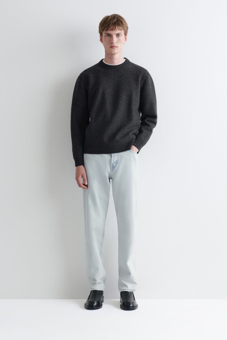 Boiled Merino Wool Crew-Neck Sweater, Alternate, color, CHARCOAL
