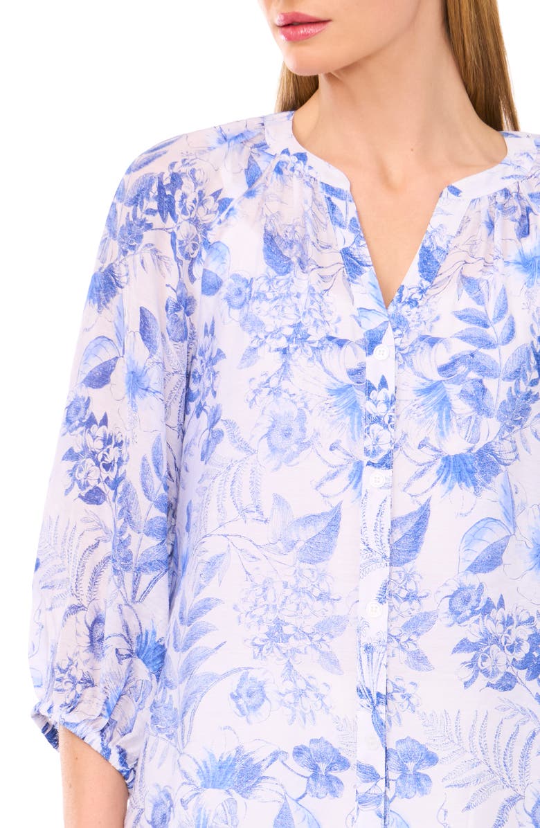 Halogen<sup>®</sup> Floral Button-Up Shirt, Alternate, color, Bright White
