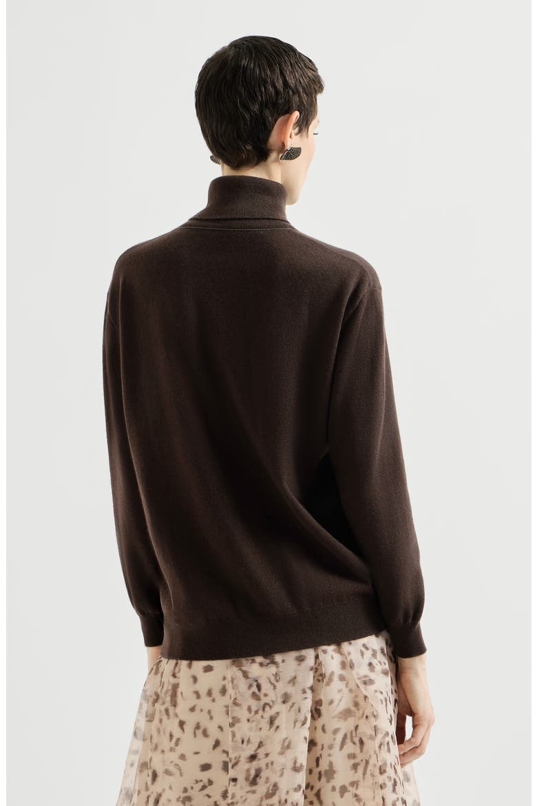 Cashmere turtleneck sweater with monili, Alternate, color, Coffee