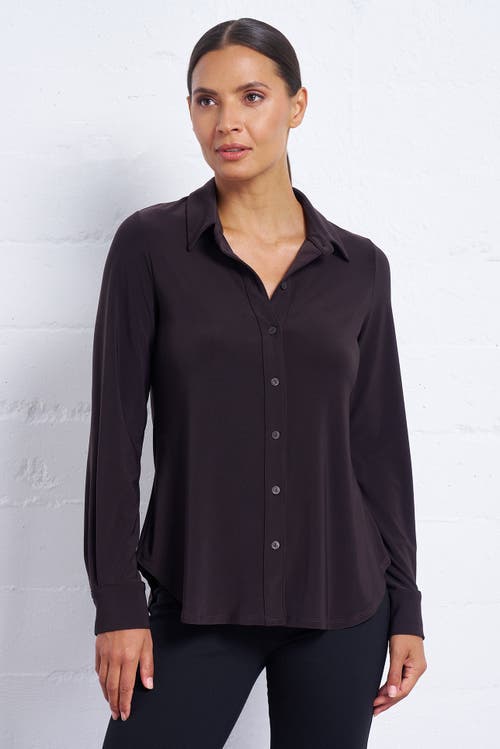 Franne Golde Katherine Stretch Button-up Shirt In Purple