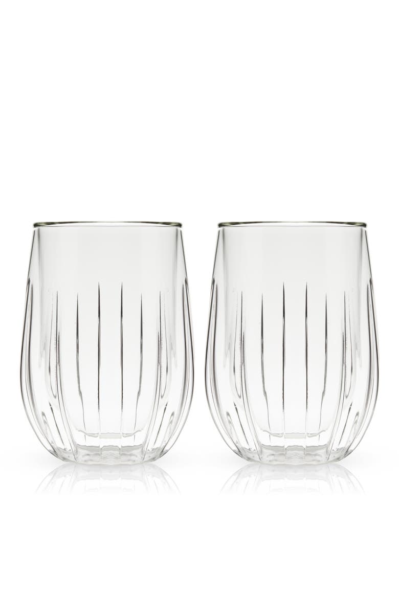 Viski Double Walled Stemless Wine Glasses Set of 2, Main, color, Clear