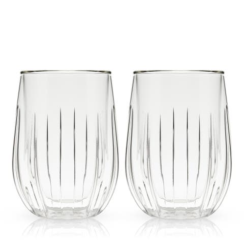Double Walled Stemless Wine Glasses Set of 2