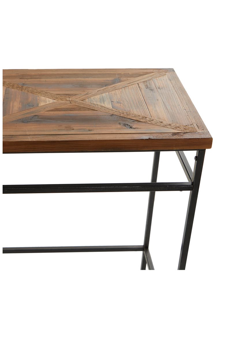 Black Metal Rustic Console Table with Brown Wood Top, Alternate, color, BROWN