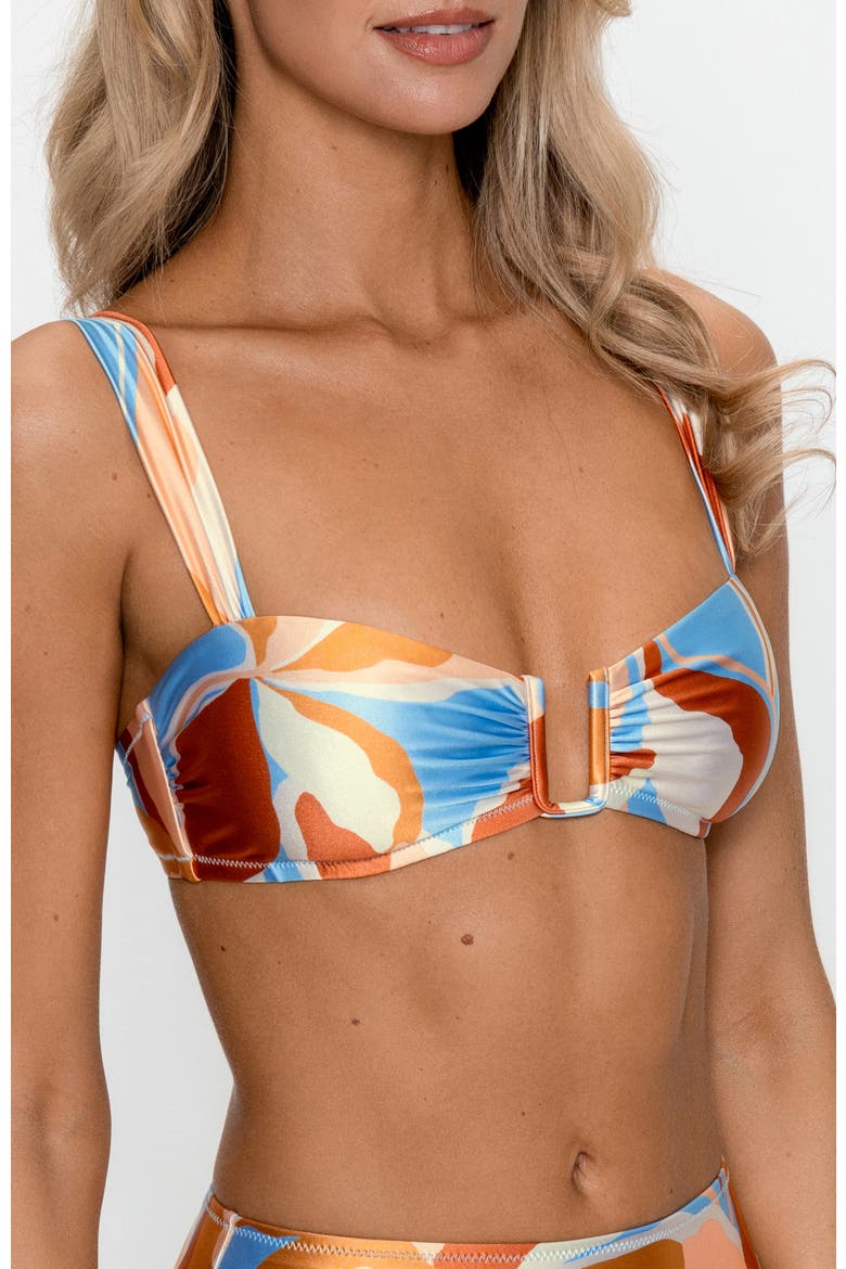 Retro Abstract Print Bikini Top, Alternate, color, Multi Color