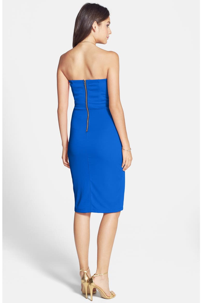 Notched Strapless Midi Dress, Alternate, color, ROYAL