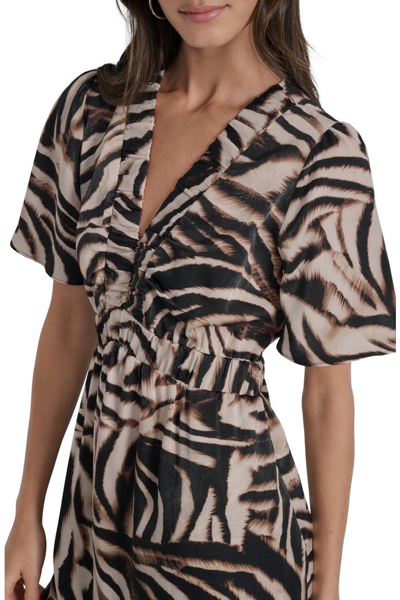 Print V-Neck Maxi Dress, Alternate, color, BLURRED ZEBRA