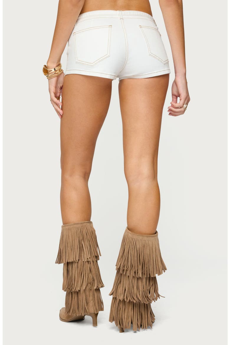 Ciel Belted Low Rise Denim Micro Shorts, Alternate, color, WHITE