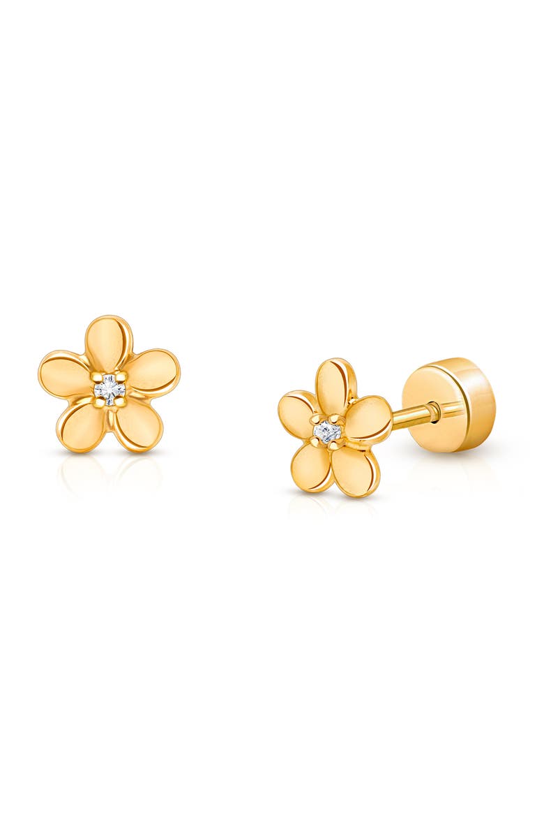 14K Gold on Titanium Golden Petals Stud Screw Back Earrings, Main, color, 14K Yellow Gold