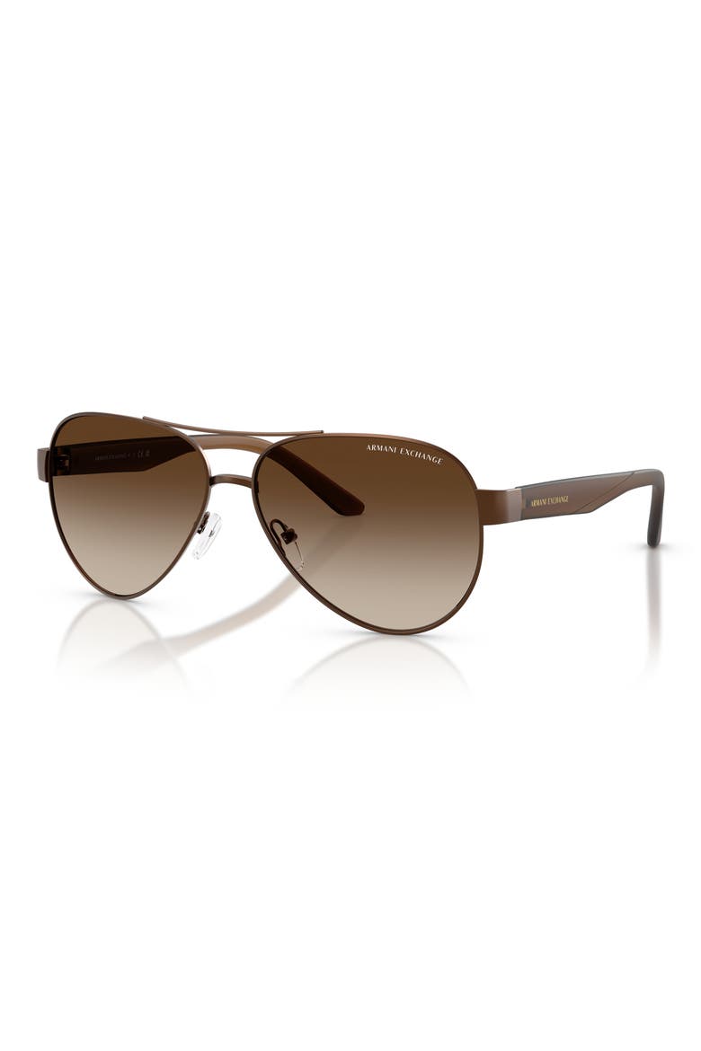 59mm Gradient Pilot Sunglasses, Alternate, color, MATTE BROWN / GRADIENT BROWN