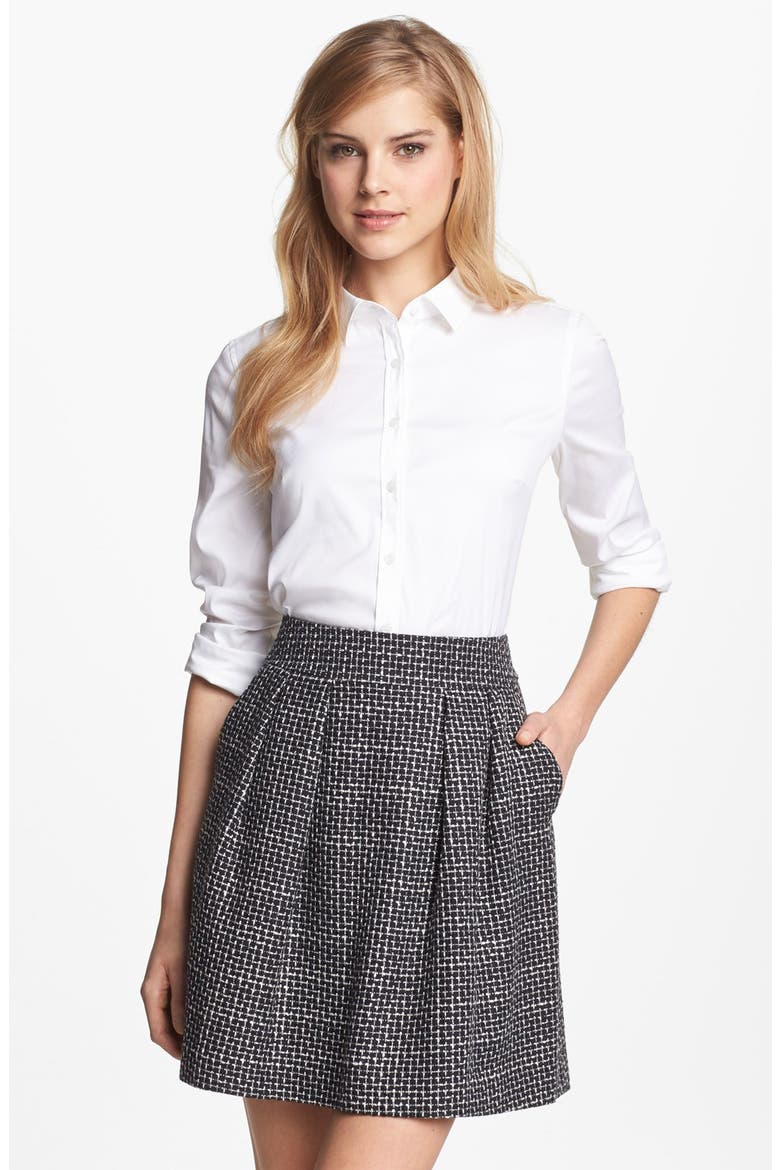 LONG SLEEVE STRETCH POPLIN BLOUSE, Alternate, color, WHITE
